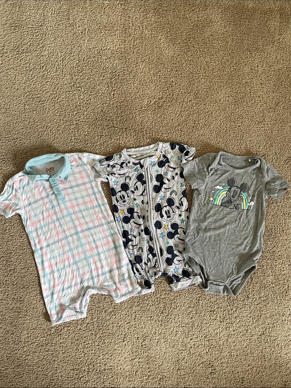 Little Sleepies Disney Play Collection Rompers Bodysuit Lot Boy 12-18 Month